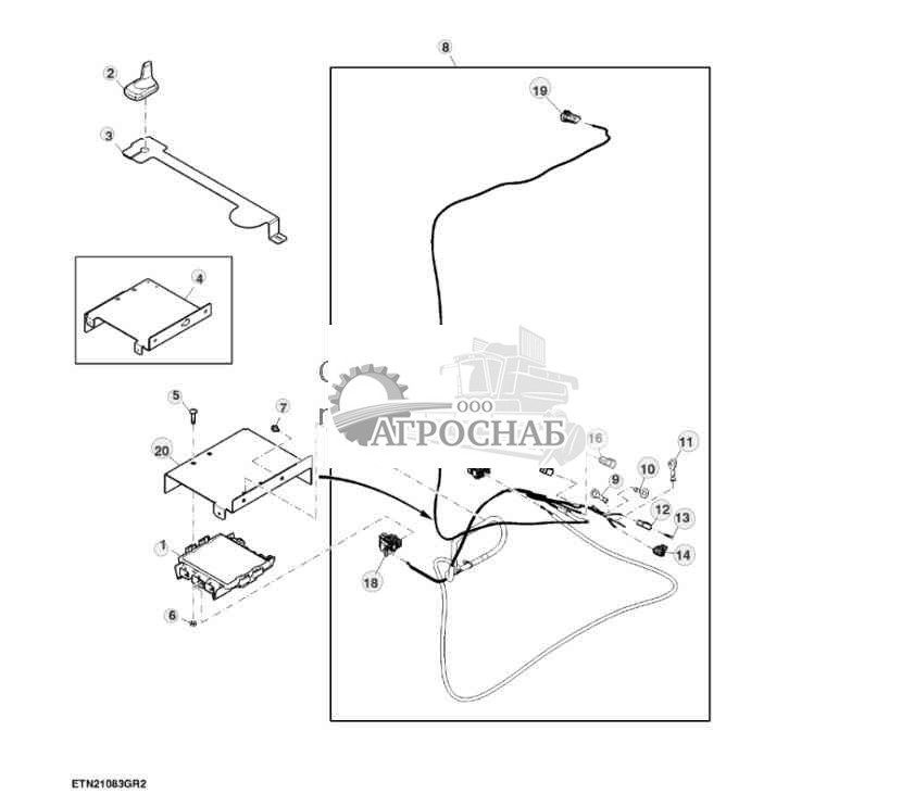 Комплект антенны, крепление пола JDlink™ 